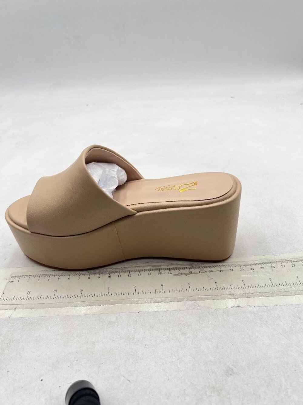 Zszszsu Beige Platform Mules Open Toe Wedge Heel Sandal Comfort Beach Dress Shoe